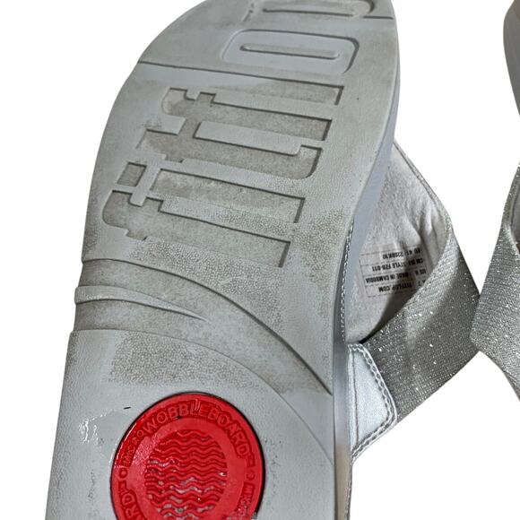 Fitflop Lulu Shimmerlux Thong Sandal Silver Women's Size 9 Excellent Condition - Picture 7 of 10